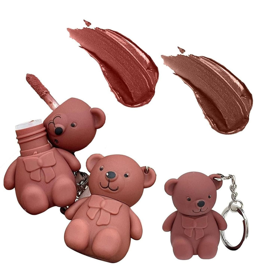 2 in 1 Keychain Bear Matte Lipstick (Pack of 2, Assorted) - Faydekasauda