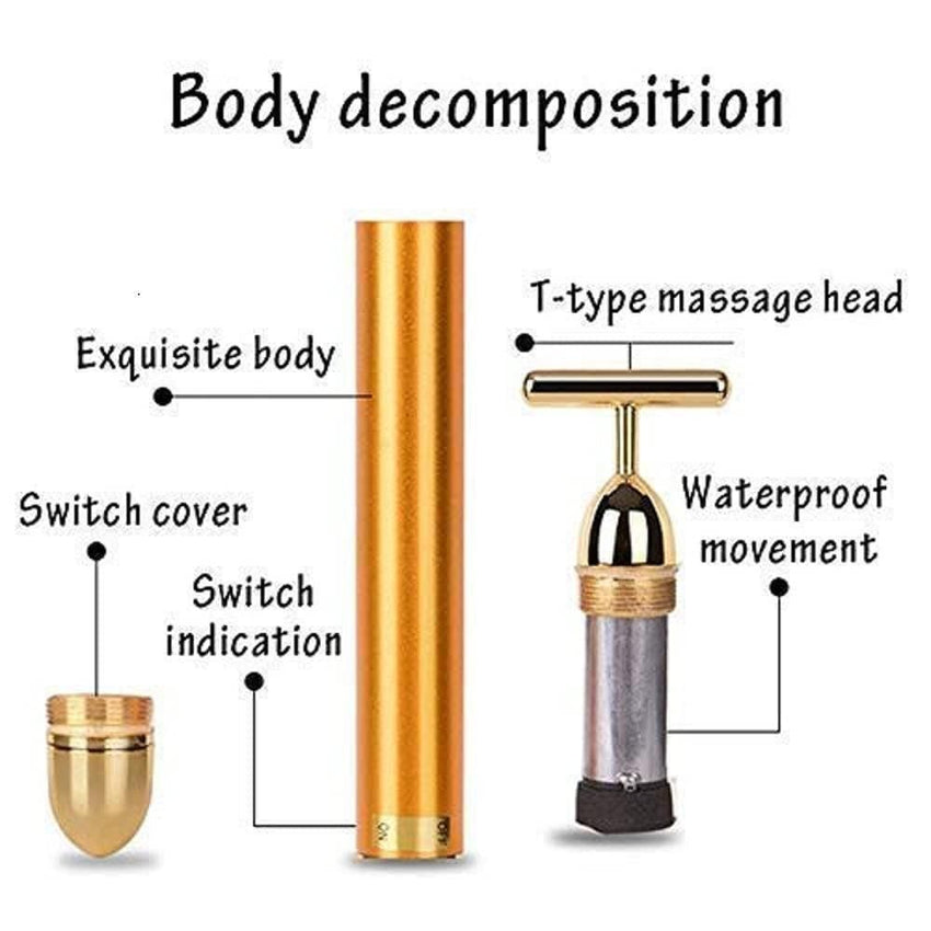 24K Gold Energy Beauty Bar Electric Facial Massage Roller - Faydekasauda