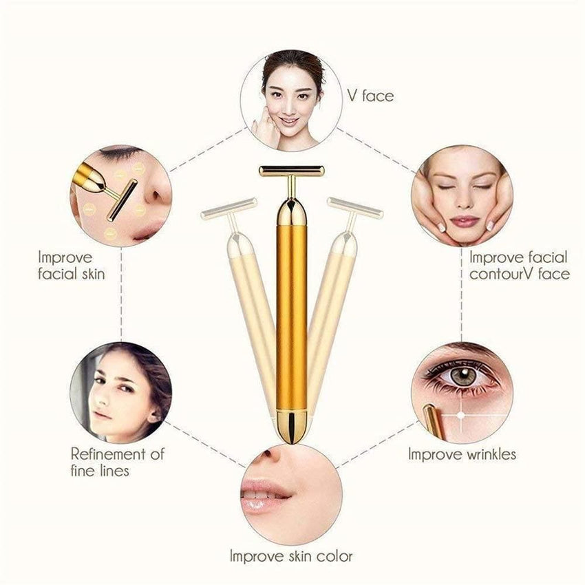 24K Gold Energy Beauty Bar Electric Facial Massage Roller - Faydekasauda