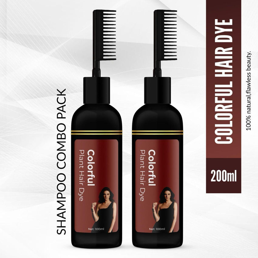 Revitalize Your Hair with Colorful Plant Hair Dye 100ml Comb Shampoo (Pack of 2) - Faydekasauda