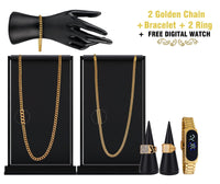 Combo of 2 Chain + 1 Bracelet + 2 Ring with 1 Free Digital Watch - Faydekasauda