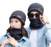 Unisex  Winter Knit Neck Warmer Scarf and Set Skull Cap for Men & Women Winter Cap Pack of 2 - Faydekasauda