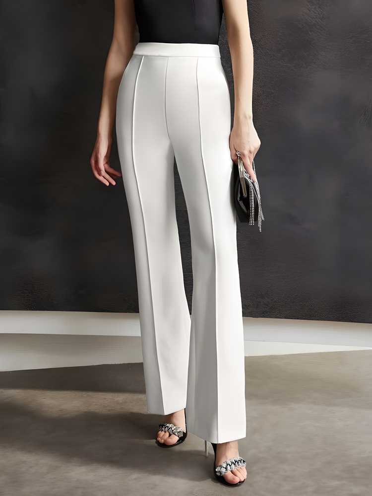 Women's Flat Front Casual Trousers - Faydekasauda