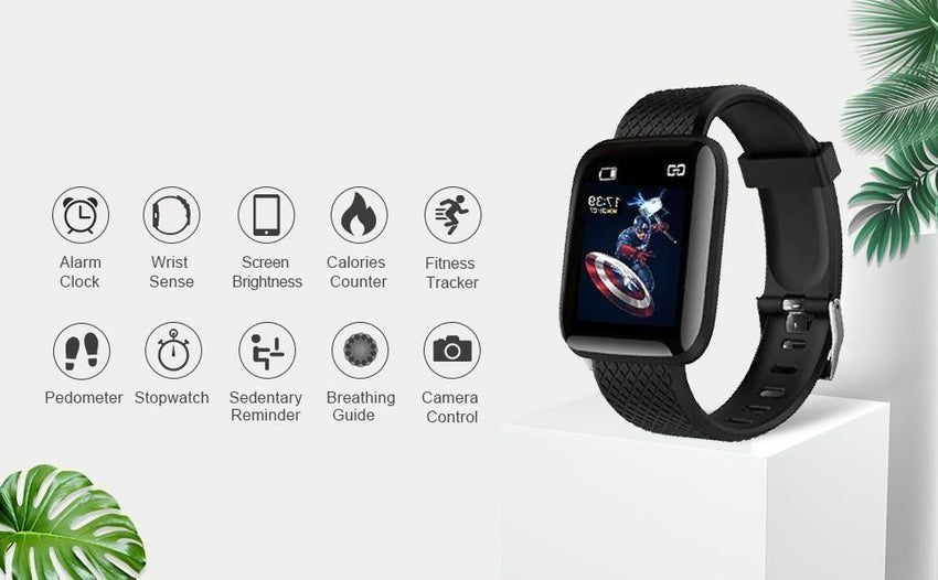 ID116 Plus Smart Bracelet Fitness Tracker Color Screen Smartwatch Heart Rate Blood Pressure Pedometer Sleep Monitor - Faydekasauda