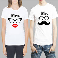 Cotton Blend Slogan Half Sleeves Couple T-Shirt - Faydekasauda
