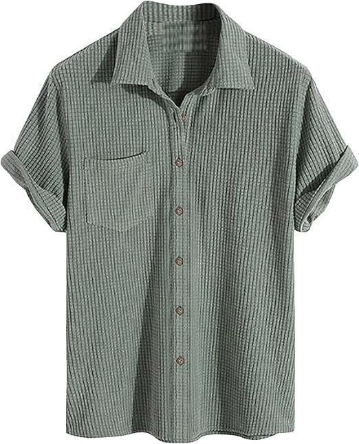 Men's Knit Stylish Half Sleeve Shirt Olive - Faydekasauda