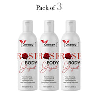 Oneway Happiness ROSE Body Yogurt for All Day Moisturization | Non-Greasy hydration| Use daily for Brighter, Softer Skin | Easy absorb formula | Suitable for all seasons 100GM ( Pack of 3 ) 300gm