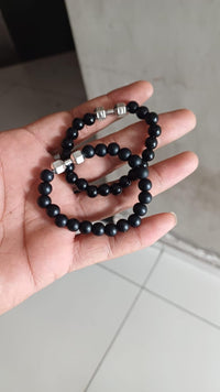 Black Matte Agate Onyx Beads Bracelet Pack of 2 - Faydekasauda