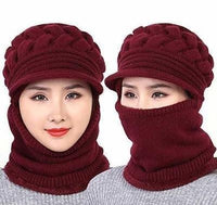   Ultra Soft Woolen Beanie Cap + Neck Scarf Set Warm Snow Proof - Faydekasauda 