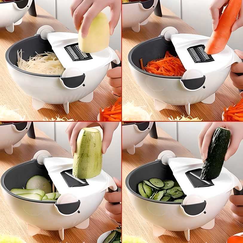   Vegetable Cutter- 7 in 1 Multifunction Magic Rotate Vegetable Cutter with Drain Basket Large Capacity - Faydekasauda 