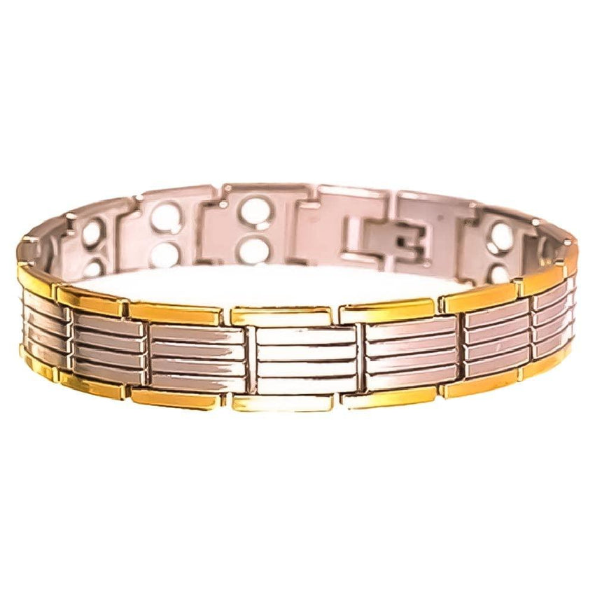   Ultra Strength Magnetic Therapy Bio Bracelet for Boys & Men (Silver & Gold) - Faydekasauda 