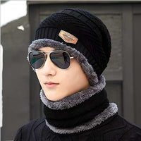   Ultra Soft Unisex Woolen Beanie Cap Plus Neck Scarf Set (Multi Color) - Faydekasauda 