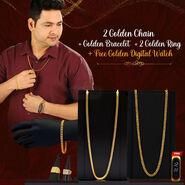   Combo of 2 Chain + 1 Bracelet + 2 Ring with 1 Free Digital Watch - Faydekasauda 