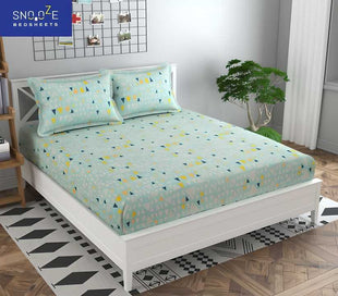 Snooze  Elastic Fitted Printed King Size Bedsheet