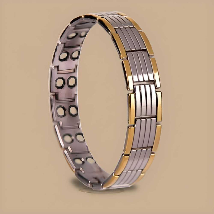   Ultra Strength Magnetic Therapy Bio Bracelet for Boys & Men (Silver & Gold) - Faydekasauda 