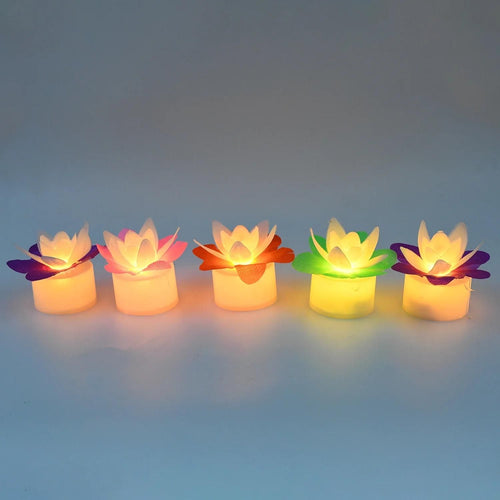   Decoration Candles/Led Diwali Decor Lotus Flower Candle (4 Pcs) - Faydekasauda 