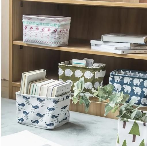   Cotton And Linen Desktop Storage Basket (1pc ) - Faydekasauda 