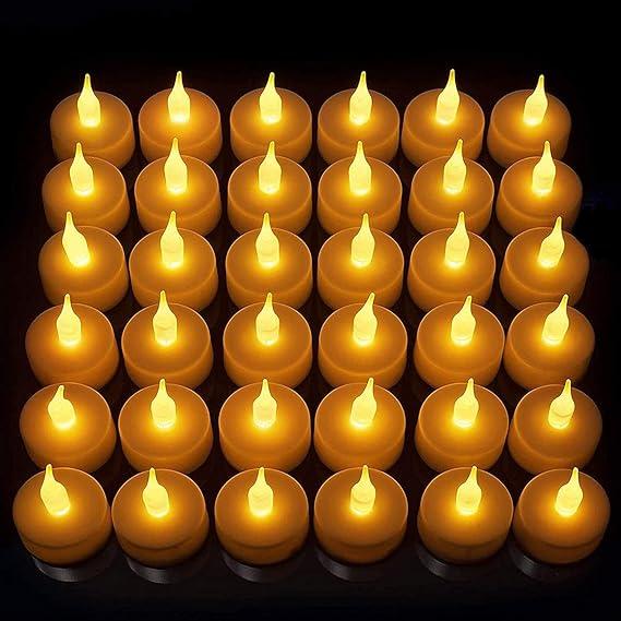   Battery Operated LED Candle Diya Decorative Lights Pack of 12 - Faydekasauda 